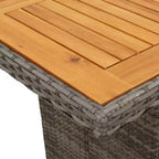 vidaXL Salon de jardin à manger 7 pièces avec coussins - résine tressée, gris et bleu marine, résistant aux intempéries, confortable, nettoyage facile