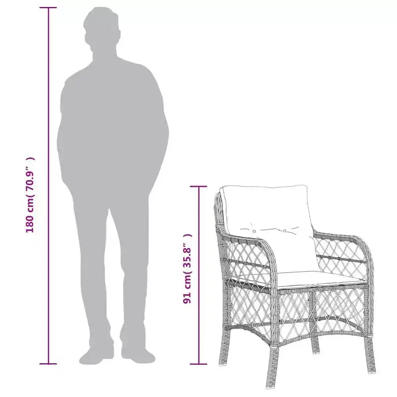 vidaXL Salon de jardin à manger 7 pièces avec coussins - résine tressée, gris et bleu marine, résistant aux intempéries, confortable, nettoyage facile