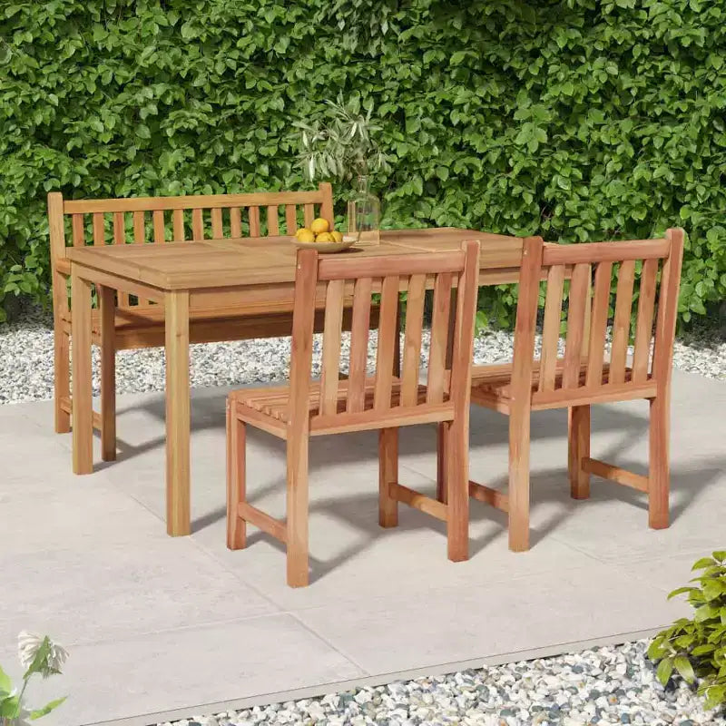 vidaXL Ensemble de Repas de Jardin Teck Naturel Teck Massif Poncé Lisse Standard