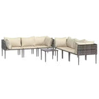vidaXL Salon de jardin 7 pièces avec coussins résine tressée gris