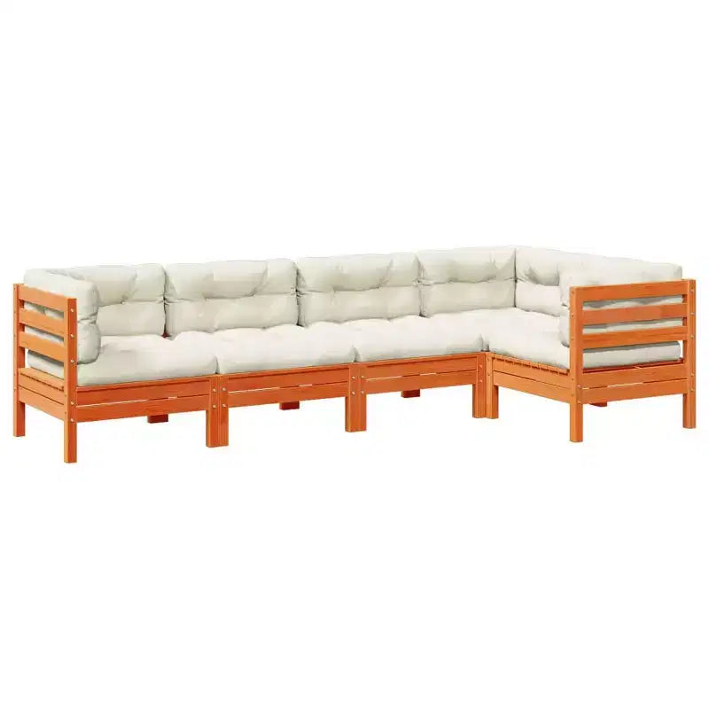 vidaXL Garden Sofa Set Wax brown and cream