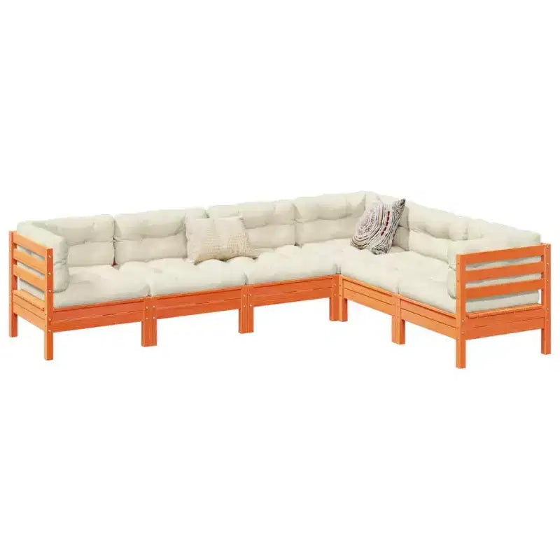 vidaXL Ensemble de canapés de jardin Marron cire Bois de pin massif Grande modularité