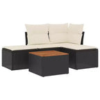 vidaXL Garden Sofa Set Black PE Rattan 5 Piece Modular Garden Sofa Set