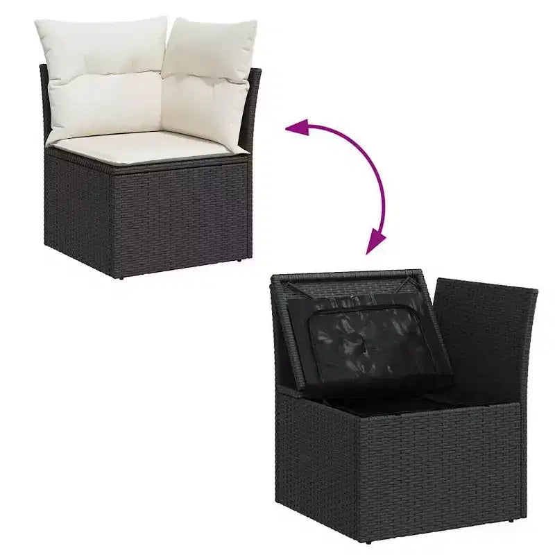vidaXL Salon de jardin noir en résine tressée 5 pièces modulable
