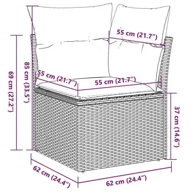 vidaXL Salon de jardin noir en résine tressée 5 pièces modulable