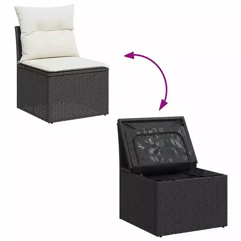vidaXL Salon de jardin noir en résine tressée 5 pièces modulable