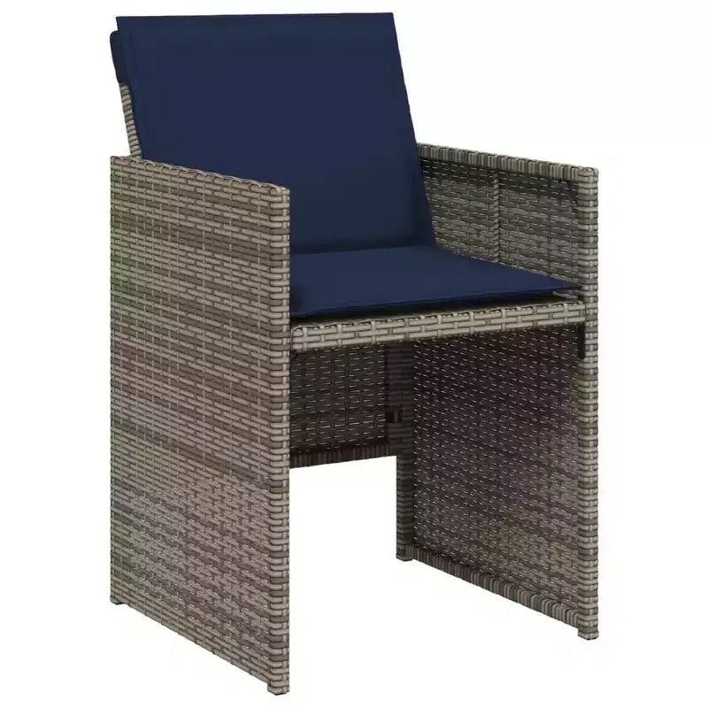 vidaXL Salon de jardin 12 places en polyrotin et bois, gris et bleu marine