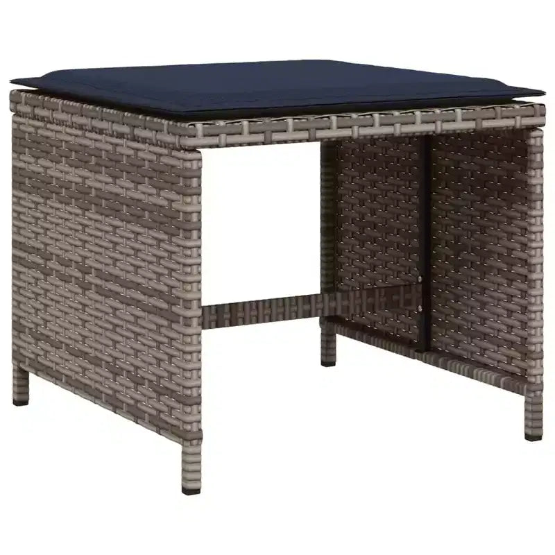 vidaXL Salon de jardin 12 places en polyrotin et bois, gris et bleu marine