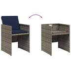 vidaXL Salon de jardin 12 places en polyrotin et bois, gris et bleu marine