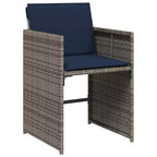 vidaXL Salon de jardin, 8 places, gris et marron avec coussins bleu marine
