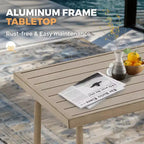HAPPATIO Salon de jardin 6 pièces en aluminium avec causeuse, fauteuils, table basse et poufs pour jardin et véranda