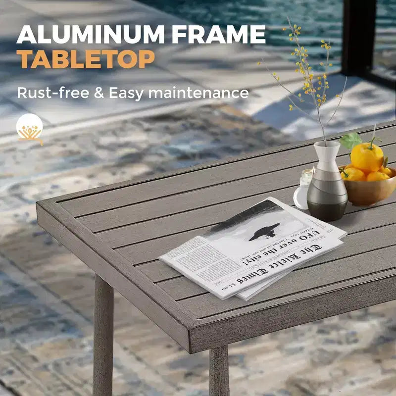 HAPPATIO Salon de jardin 6 pièces en aluminium avec causeuse, fauteuils, table basse et poufs pour jardin et véranda