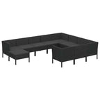 vidaXL 11 Piece Patio Lounge Set - Poly Rattan Garden Furniture - Weather-Resistant, Comfortable Cushioned Seating - Black
