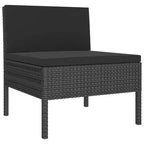 vidaXL Salon de jardin 11 pièces en résine tressée - Mobilier de jardin en rotin synthétique - Résistant aux intempéries, coussins confortables - Noir