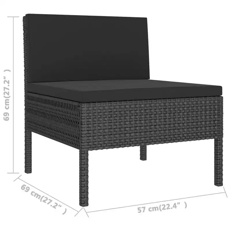vidaXL Salon de jardin 11 pièces en résine tressée - Mobilier de jardin en rotin synthétique - Résistant aux intempéries, coussins confortables - Noir