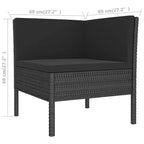 vidaXL Salon de jardin 11 pièces en résine tressée - Mobilier de jardin en rotin synthétique - Résistant aux intempéries, coussins confortables - Noir