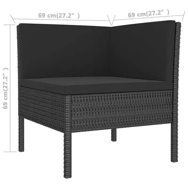 vidaXL Salon de jardin 11 pièces en résine tressée - Mobilier de jardin en rotin synthétique - Résistant aux intempéries, coussins confortables - Noir