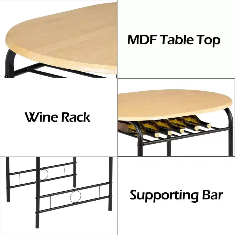 VINGLI Ensemble de salle à manger 3 pièces, petit ensemble de table de cuisine pour 2, ensemble de table de petit-déjeuner, table de cuisine en bois et 2 chaises
