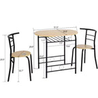 VINGLI Ensemble de salle à manger 3 pièces, petit ensemble de table de cuisine pour 2, ensemble de table de petit-déjeuner, table de cuisine en bois et 2 chaises