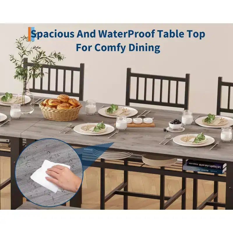 Ensemble table à manger pour 4 personnes, table de cuisine marron avec 2 chaises et un banc, table et banc avec rangement, ensemble de 4 pièces pour petit espace