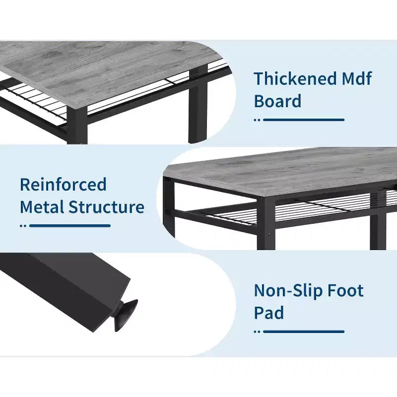 Ensemble table à manger pour 4 personnes, table de cuisine marron avec 2 chaises et un banc, table et banc avec rangement, ensemble de 4 pièces pour petit espace