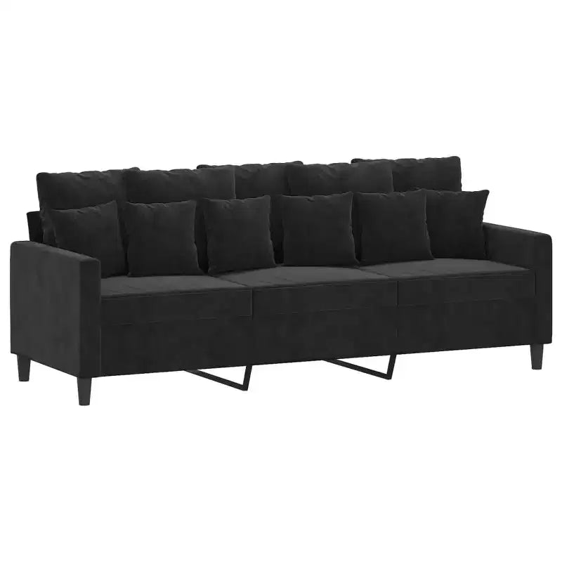 Ensemble de canapés Velours noir (100% polyester), métal, textilène, contreplaqué