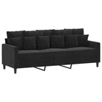 Ensemble de canapés Velours noir (100% polyester), métal, textilène, contreplaqué