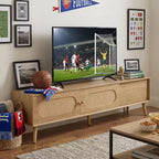 JVNOXK 70.80 inch BohoTV Stand for TVs up to 80'' , Modern Farmhouse Media Console, Entertainment Center with Solid Wood Legs, TV for Living Room