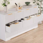 Commode cannelée en bois massif à 10 tiroirs, commode polyvalente moderne de 150 cm avec dispositif anti-basculement