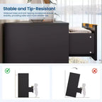 Commode cannelée en bois massif à 10 tiroirs, commode polyvalente moderne de 150 cm avec dispositif anti-basculement