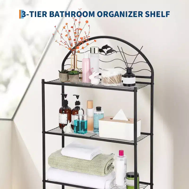 Étagère de rangement 3 niveaux à poser au-dessus des toilettes, organisateur de salle de bain en métal, étagère peu encombrante