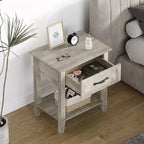 Table de Chevet, Table d'Appoint, Table de Nuit, avec Tiroir et Étagère de Rangement, Table de Chevet en Bois à 2 Niveaux