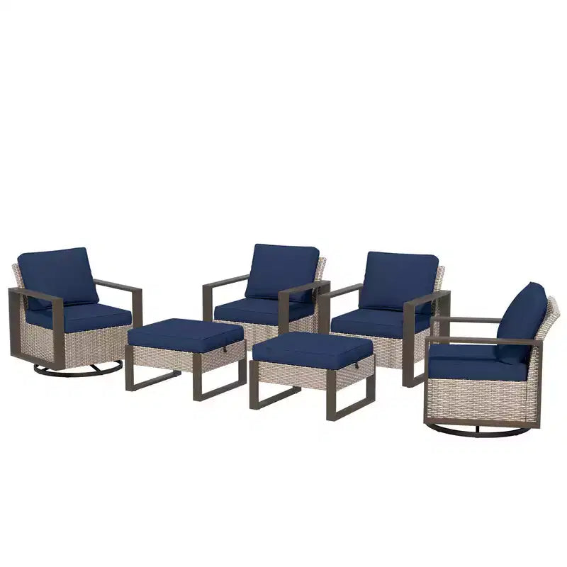 Ensemble de conversation extérieur sectionnel 6 pièces en osier UPTIO