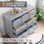 Commode moderne à 7 tiroirs, Armoire de rangement en bois avec tiroirs, Convient aux armoires, couloirs, salons et chambres à coucher