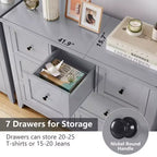 Commode moderne à 7 tiroirs, Armoire de rangement en bois avec tiroirs, Convient aux armoires, couloirs, salons et chambres à coucher