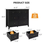 Commode moderne à 7 tiroirs, Armoire de rangement en bois avec tiroirs, Convient aux armoires, couloirs, salons et chambres à coucher