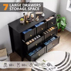 Commode moderne à 7 tiroirs, Armoire de rangement en bois avec tiroirs, Convient aux armoires, couloirs, salons et chambres à coucher