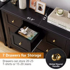 Commode moderne à 7 tiroirs, Armoire de rangement en bois avec tiroirs, Convient aux armoires, couloirs, salons et chambres à coucher