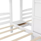 Lits superposés jumeaux sur jumeaux et jumeaux avec escalier intégré et tiroir de rangement - Blanc