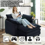 EHMKNP Fauteuil canapé Cloud confortable de 101 cm de large - Ensemble fauteuil et ottoman surdimensionnés en velours côtelé, rembourrage moelleux et assise extra-profonde pour les petits salons