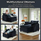 EHMKNP Fauteuil canapé Cloud confortable de 101 cm de large - Ensemble fauteuil et ottoman surdimensionnés en velours côtelé, rembourrage moelleux et assise extra-profonde pour les petits salons