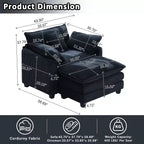 EHMKNP Fauteuil canapé Cloud confortable de 101 cm de large - Ensemble fauteuil et ottoman surdimensionnés en velours côtelé, rembourrage moelleux et assise extra-profonde pour les petits salons