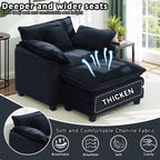 EHMKNP Fauteuil canapé Cloud confortable de 101 cm de large - Ensemble fauteuil et ottoman surdimensionnés en velours côtelé, rembourrage moelleux et assise extra-profonde pour les petits salons