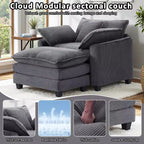 EHMKNP Fauteuil canapé Cloud confortable de 101 cm de large - Ensemble fauteuil et ottoman surdimensionnés en velours côtelé, rembourrage moelleux et assise extra-profonde pour les petits salons