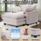 EHMKNP Fauteuil canapé Cloud confortable de 101 cm de large - Ensemble fauteuil et ottoman surdimensionnés en velours côtelé, rembourrage moelleux et assise extra-profonde pour les petits salons