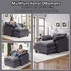 EHMKNP Fauteuil canapé Cloud confortable de 101 cm de large - Ensemble fauteuil et ottoman surdimensionnés en velours côtelé, rembourrage moelleux et assise extra-profonde pour les petits salons