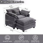 EHMKNP Fauteuil canapé Cloud confortable de 101 cm de large - Ensemble fauteuil et ottoman surdimensionnés en velours côtelé, rembourrage moelleux et assise extra-profonde pour les petits salons