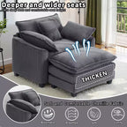 EHMKNP Fauteuil canapé Cloud confortable de 101 cm de large - Ensemble fauteuil et ottoman surdimensionnés en velours côtelé, rembourrage moelleux et assise extra-profonde pour les petits salons