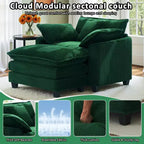 EHMKNP Fauteuil canapé Cloud confortable de 101 cm de large - Ensemble fauteuil et ottoman surdimensionnés en velours côtelé, rembourrage moelleux et assise extra-profonde pour les petits salons