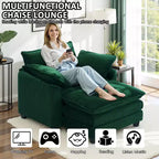 EHMKNP Fauteuil canapé Cloud confortable de 101 cm de large - Ensemble fauteuil et ottoman surdimensionnés en velours côtelé, rembourrage moelleux et assise extra-profonde pour les petits salons